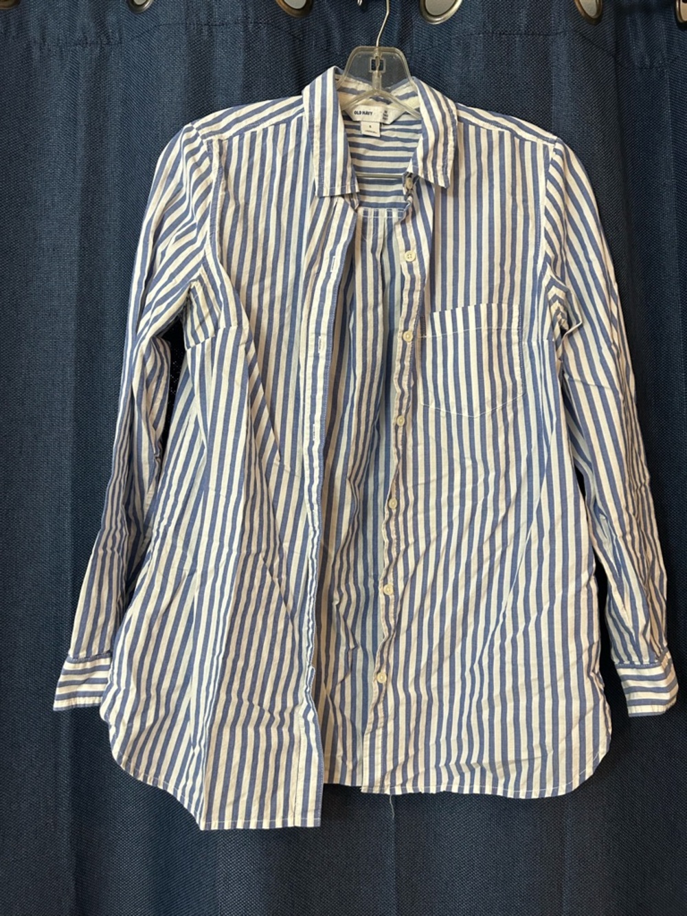 Old Navy Blue and White Striped Tunic Shirt